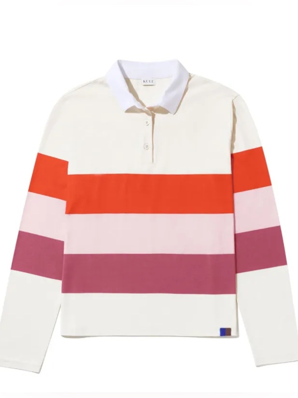 KULE The Patch Cotton Rugby Shirt Stripes Pink Multi Size M - Picture 5 of 16